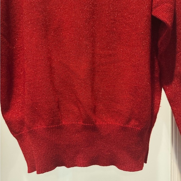 Dress Barn Women's Red Sweater Size L Metallic Thread Sparkly Classic Christmas - Picture 10 of 14